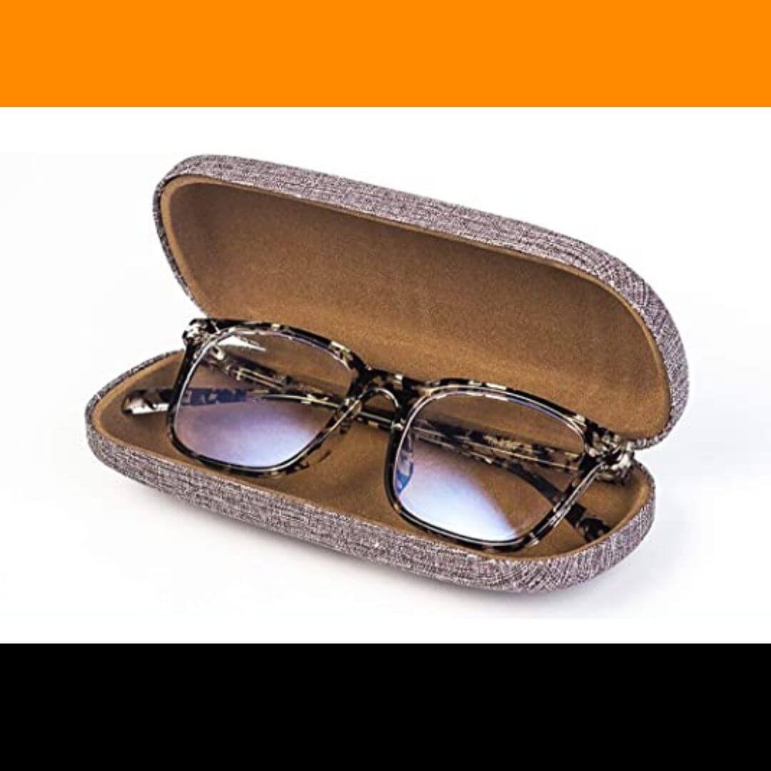 Hard Clamshell Eye Glasses Case - Linen Print - Image 2