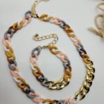 Color Block Chain Necklace & Bracelet