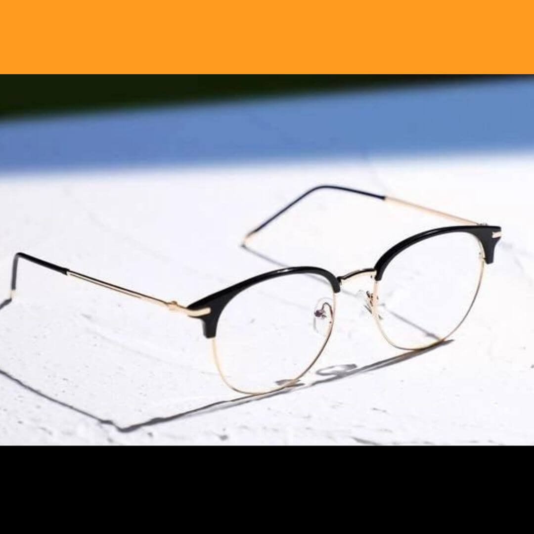 Gold Browline Non-Prescription Blue Blockers